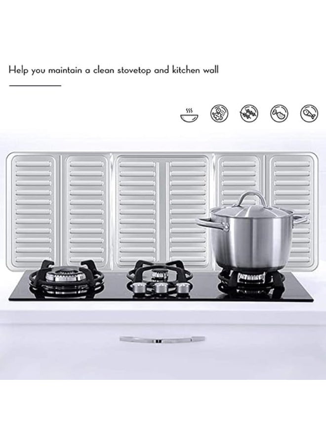 Two-piece gas stove protector, 3-sided oil splatter guard, non-stick aluminum, foldable cooking oil splatter guard by Cool Baby, silver - Image 3